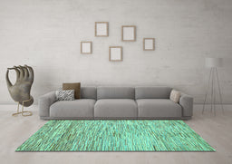 Machine Washable Oriental Turquoise Modern Area Rugs in a Living Room,, wshabs1839turq