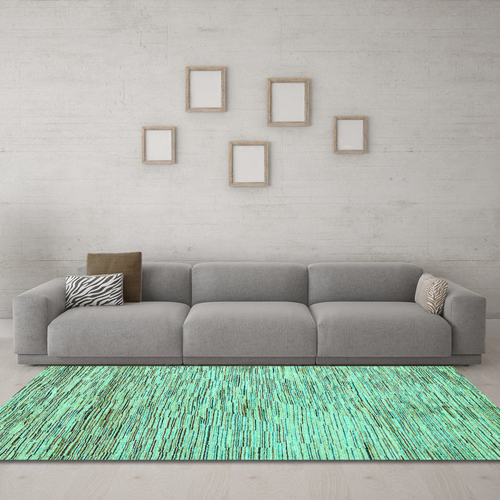 Machine Washable Oriental Turquoise Modern Area Rugs in a Living Room,, wshabs1839turq