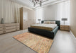 Machine Washable Abstract Brown Gold Rug in a Bedroom, wshabs1839