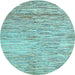 Round Oriental Light Blue Modern Rug, abs1839lblu