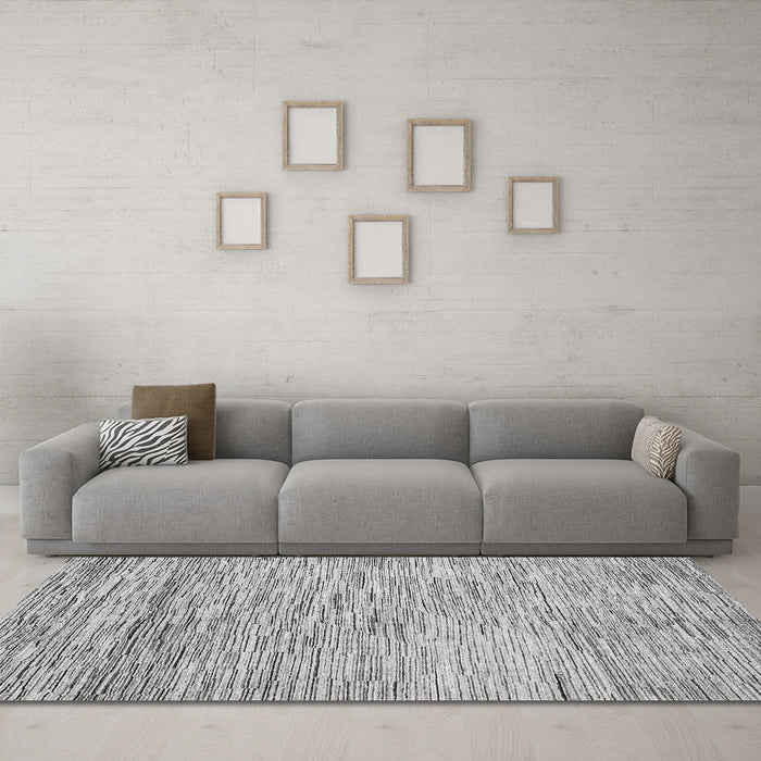 Machine Washable Oriental Gray Modern Rug in a Living Room,, wshabs1839gry