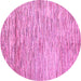 Round Machine Washable Oriental Pink Modern Rug, wshabs1839pnk