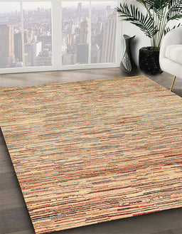 Machine Washable Abstract Brown Gold Rug in a Family Room, wshabs1839