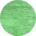 Round Machine Washable Oriental Emerald Green Modern Area Rugs, wshabs1839emgrn