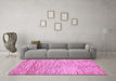 Machine Washable Oriental Pink Modern Rug in a Living Room, wshabs1839pnk