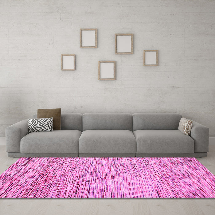 Machine Washable Oriental Pink Modern Rug in a Living Room, wshabs1839pnk