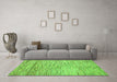 Machine Washable Oriental Green Modern Area Rugs in a Living Room,, wshabs1839grn