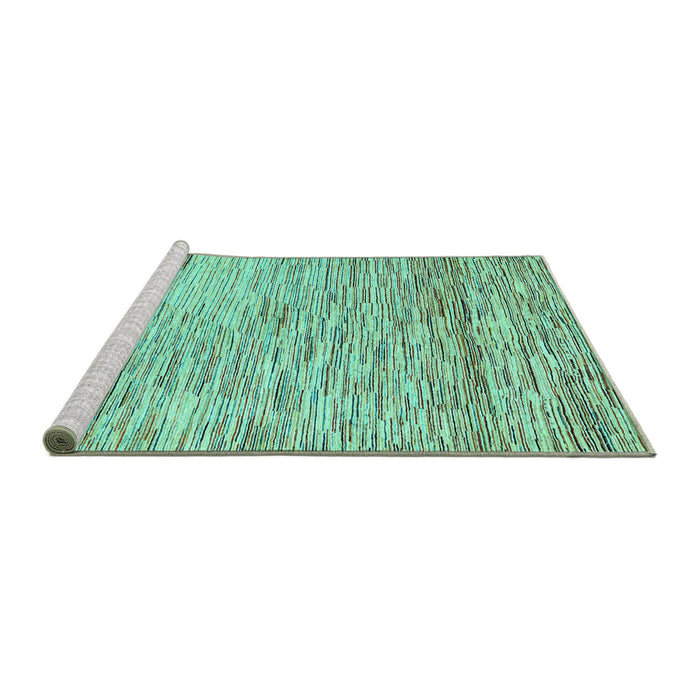 Sideview of Machine Washable Oriental Turquoise Modern Area Rugs, wshabs1839turq