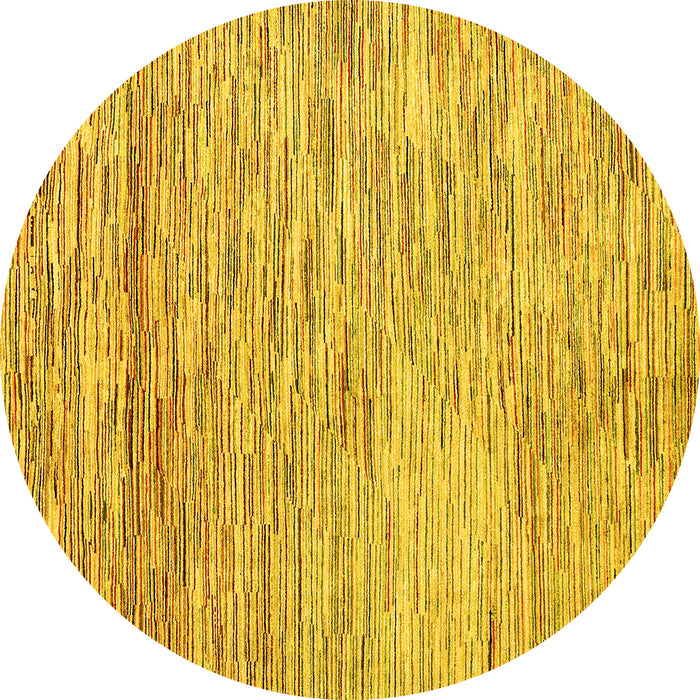 Round Machine Washable Oriental Yellow Modern Rug, wshabs1839yw