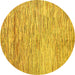 Round Machine Washable Oriental Yellow Modern Rug, wshabs1839yw