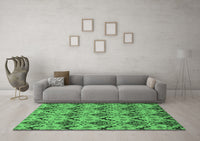 Machine Washable Abstract Emerald Green Modern Rug, wshabs183emgrn