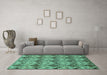 Machine Washable Abstract Turquoise Modern Area Rugs in a Living Room,, wshabs183turq