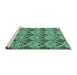 Sideview of Machine Washable Abstract Turquoise Modern Area Rugs, wshabs183turq