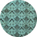 Round Machine Washable Abstract Light Blue Modern Rug, wshabs183lblu