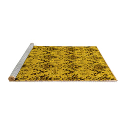 Sideview of Machine Washable Abstract Yellow Modern Rug, wshabs183yw