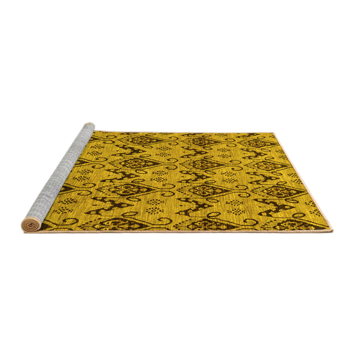 Sideview of Machine Washable Abstract Yellow Modern Rug, wshabs183yw