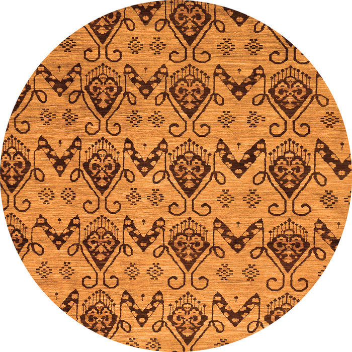 Round Machine Washable Abstract Orange Modern Area Rugs, wshabs183org