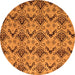 Round Machine Washable Abstract Orange Modern Area Rugs, wshabs183org