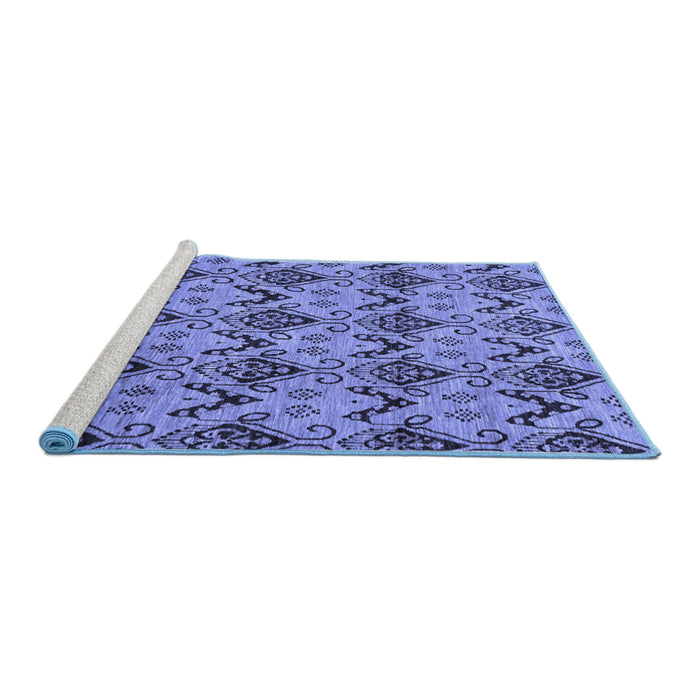 Sideview of Machine Washable Abstract Blue Modern Rug, wshabs183blu