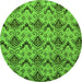 Round Machine Washable Abstract Green Modern Area Rugs, wshabs183grn