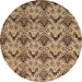 Round Machine Washable Abstract Saddle Brown Rug, wshabs183