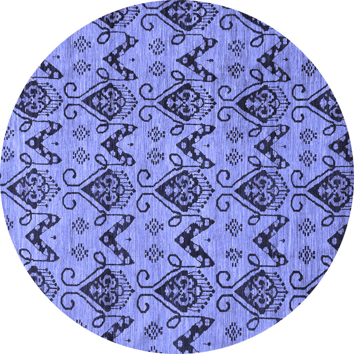 Round Machine Washable Abstract Blue Modern Rug, wshabs183blu