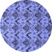 Round Machine Washable Abstract Blue Modern Rug, wshabs183blu