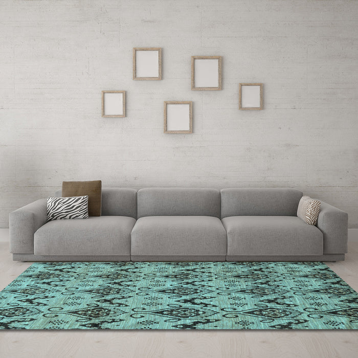 Machine Washable Abstract Light Blue Modern Rug in a Living Room, wshabs183lblu