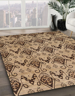 Machine Washable Abstract Saddle Brown Rug in a Family Room, wshabs183