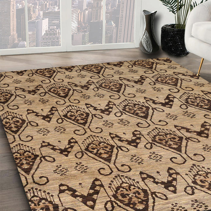 Machine Washable Abstract Saddle Brown Rug in a Family Room, wshabs183