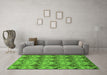 Machine Washable Abstract Green Modern Area Rugs in a Living Room,, wshabs183grn