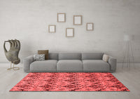 Machine Washable Abstract Red Modern Rug, wshabs183red