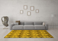 Machine Washable Abstract Yellow Modern Rug, wshabs183yw