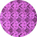 Round Machine Washable Abstract Purple Modern Area Rugs, wshabs183pur