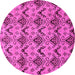 Round Machine Washable Abstract Pink Modern Rug, wshabs183pnk