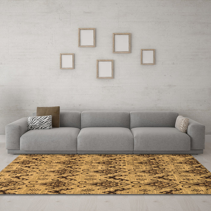Machine Washable Abstract Brown Modern Rug in a Living Room,, wshabs183brn