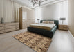 Abstract Saddle Brown Modern Rug in a Bedroom, abs183