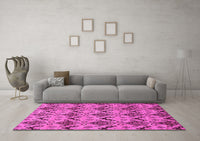 Machine Washable Abstract Pink Modern Rug, wshabs183pnk