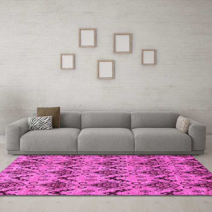 Machine Washable Abstract Pink Modern Rug in a Living Room, wshabs183pnk