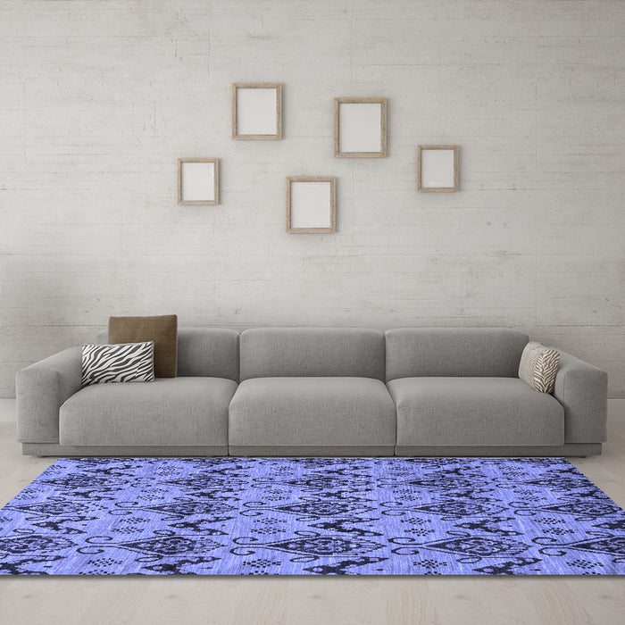 Machine Washable Abstract Blue Modern Rug in a Living Room, wshabs183blu