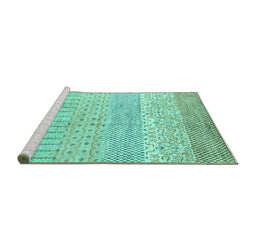 Sideview of Machine Washable Oriental Turquoise Modern Area Rugs, wshabs1840turq