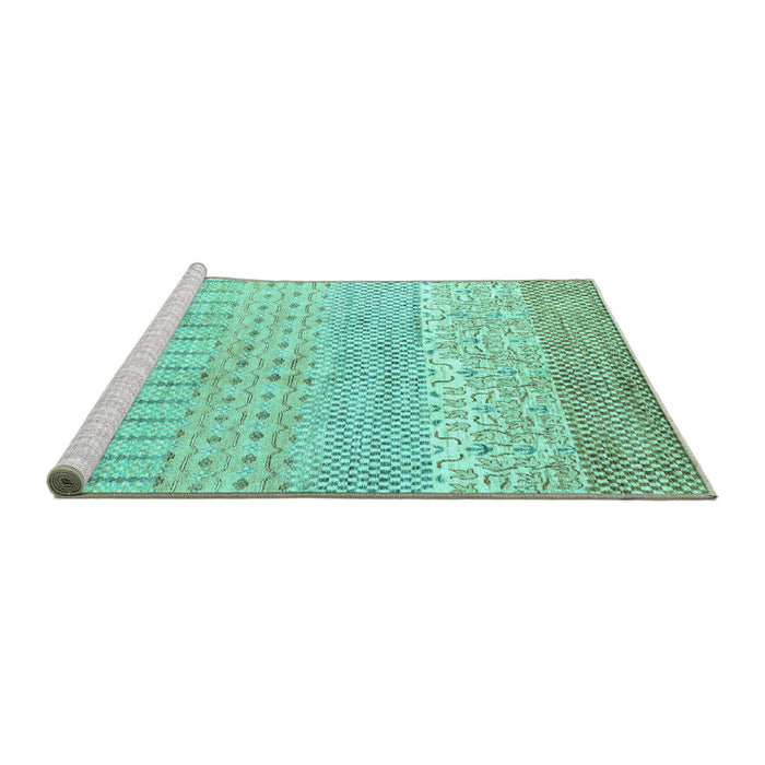 Sideview of Machine Washable Oriental Turquoise Modern Area Rugs, wshabs1840turq
