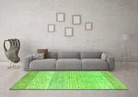 Machine Washable Oriental Green Modern Rug, wshabs1840grn