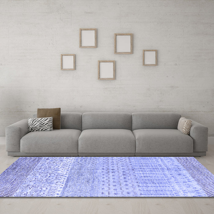 Machine Washable Oriental Blue Modern Rug in a Living Room, wshabs1840blu