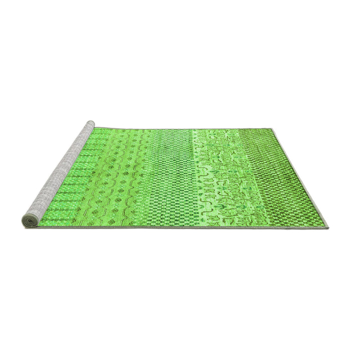 Sideview of Machine Washable Oriental Green Modern Area Rugs, wshabs1840grn