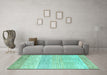 Machine Washable Oriental Turquoise Modern Area Rugs in a Living Room,, wshabs1840turq