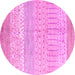 Round Machine Washable Oriental Pink Modern Rug, wshabs1840pnk