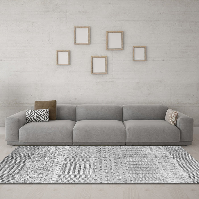 Machine Washable Oriental Gray Modern Rug in a Living Room,, wshabs1840gry