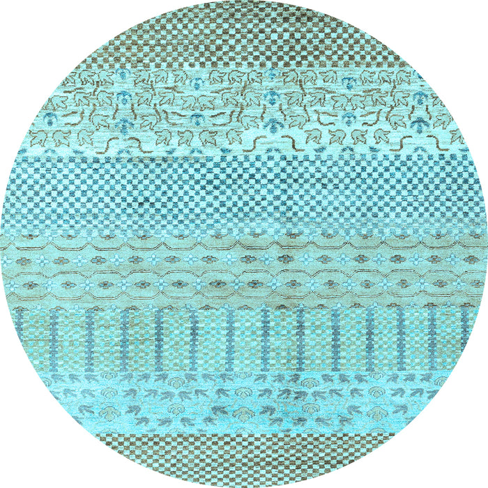 Round Oriental Light Blue Modern Rug, abs1840lblu