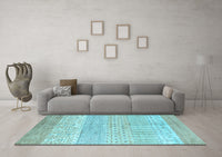 Machine Washable Oriental Light Blue Modern Rug, wshabs1840lblu